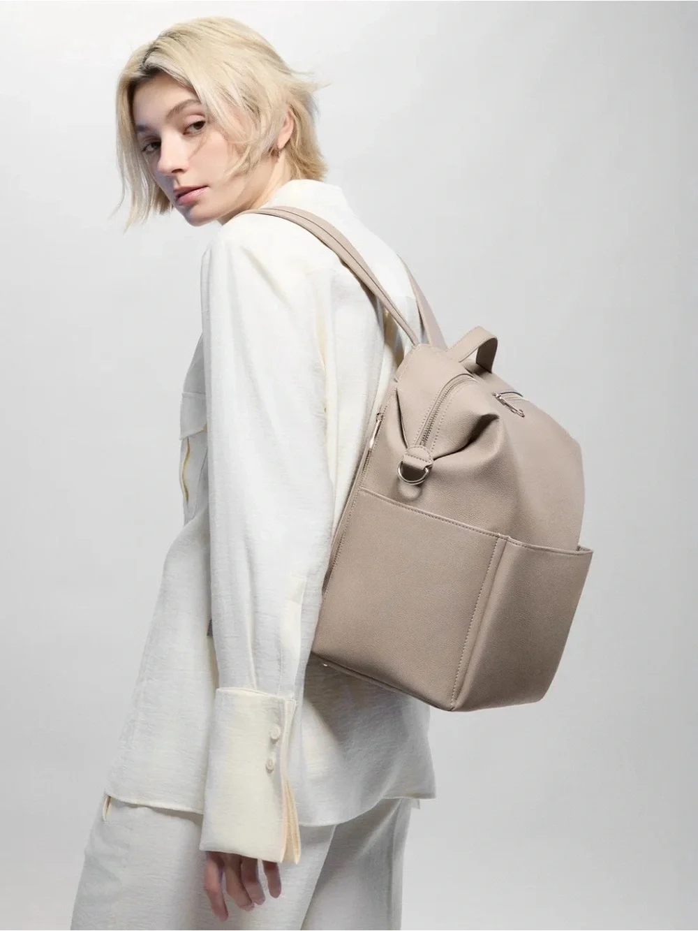 MINA BAIE Stevie Backpack (Sand) Full Size Vegan Leather